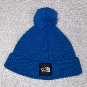 The North Face Kids Littles Box Logo Pom Beanie, Hero Blue s/p 2t-3t